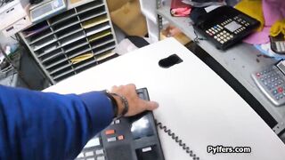 Sloppy cock milking at the office by slutty Latina