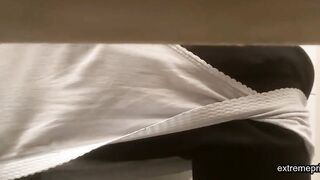 spying on my stepmom wiping her pussy