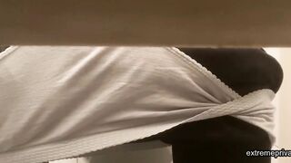 spying on my stepmom wiping her pussy