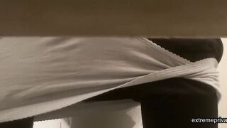 spying on my stepmom wiping her pussy