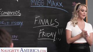 Naughty America - Blonde teacher Jordan Maxx helps school cunt with mouth