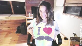 Monica Mendez Applying Lotion to her Gigantic Rounded Tits into Front of