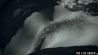 A finger in her tight ass while she rubs her hairy snatch