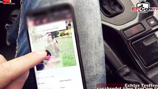 Thin ebony haired German Mom pick up outdoors for Sex