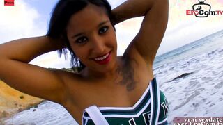 Amateur outdoors sex at the beach with a french bimbos with natural jugs