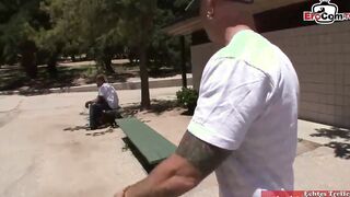 Blonde Mom with gigantic breasts lets her husband watch while he fucks