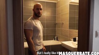 Tattooed muscle guy David Boss jacking it well until cumshot
