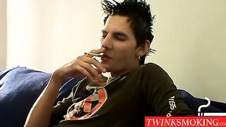 Antony is smoking and stroking his extra big thick dick