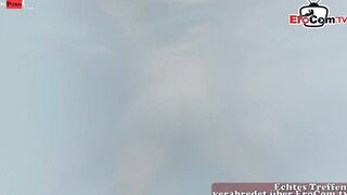 Outdooor 3 way inside the Jacuzzi with 2 thin german Teenage Girls