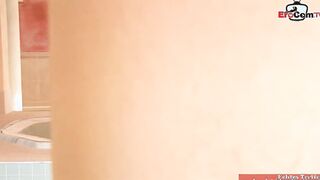 Blonde bimbo with natural jugs anal banged! inside a spa