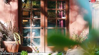 GIRLSWAY Peeping on new Next Door Leads to Lesbian 3-Way
