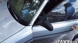 Seductive ebony gal with big hooters fucks a pawnbroker