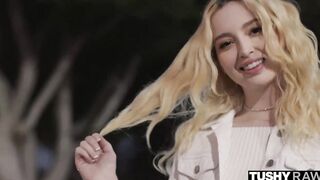 TUSHYRAW Tight little Blonde Lexi getting DPed by 2 gigantic cocks