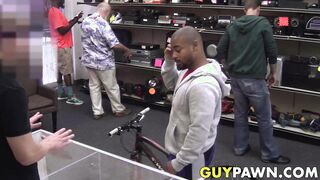 Pawnshop owners double team juicy ebony customer