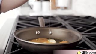 Busty MILF gets anal fuck for breakfast