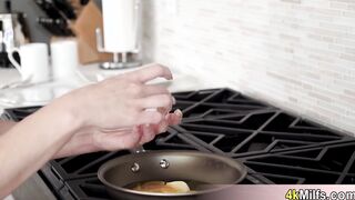 Busty MILF gets anal fuck for breakfast