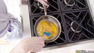 Busty MILF gets anal fuck for breakfast