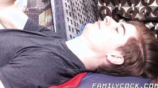 Daddy blindfolds cute stepson and but fucks him bareback