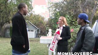 Busty redhead MILF drilled roughly by two ghetto BBCs