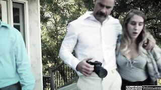 Blonde gets fucked rough by 2 strangers