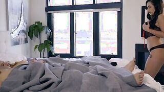 Quinn Wilde and Alex Legend are still asleep into bed when Karlee Grey joins them.