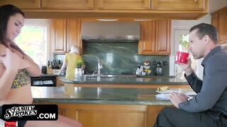 Family Rubs - Filthy Teenagers Step Daughter Seduces And Sucks Her Step Father's Dick During Breakfast