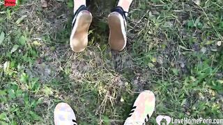 Fucking a Cutie Beauty outdoor inside doggy