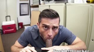 Handsome cracker sucks BBC before turning around for anal
