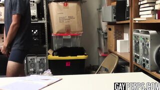 Skinny thief sucks officers dick and raw fucked from behind
