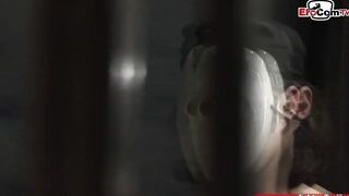 Slim blonde cunt with mouth in nylon stockings banged into her ass