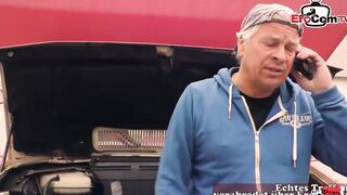 Petite german amateur barely legal pick up for car three way mmf