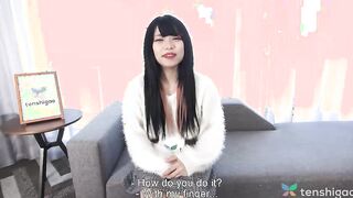 Maid Cafe worker Miss Akane Okawa comes to show off her big fat boobs
