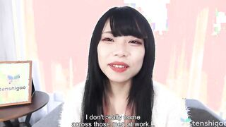 Maid Cafe worker Miss Akane Okawa comes to show off her big fat boobs