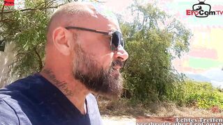 Petite german MILF have a real facial date into holiday