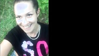 School Girl sucks my dick while in the woods