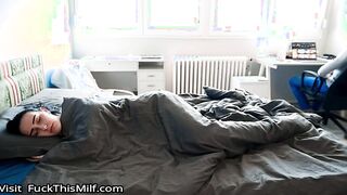 Why step son fucks stepmom when dad in room risky sex with surprise creampie