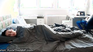 Why step son fucks stepmom when dad in room risky sex with surprise creampie