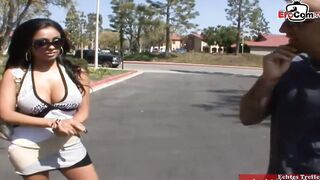 Huge Tits Latina getting a jizzed on her beautiful Cutie boobies after pick up