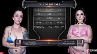 Evolved Fights Dyke Wrestling with Nikki Sequoia Fighting Newbie Shelby Paris with