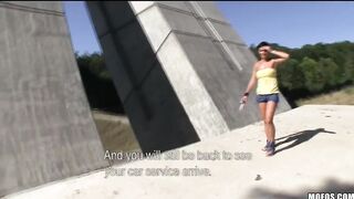 babe Czech sluts with a pretty body is paid for sex in public