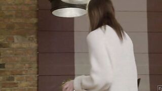 While she waits for her BF, Matty sets a bit of a romantic sex clip inside the kitchen, complete with lit