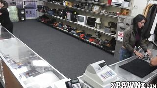 Pretty lady sells her twat and other things in pawnshop