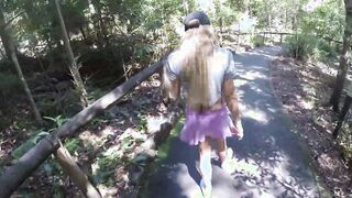 Fit Hot Blonde In Public Forest Trail Real Sex