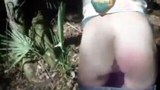 Teen BDSM training on a risky public location