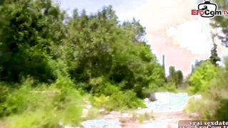 French petite eboby 19 year old at amateur outdoors sex cum swallow
