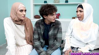 Stepbro gets a footjob from stepsisters