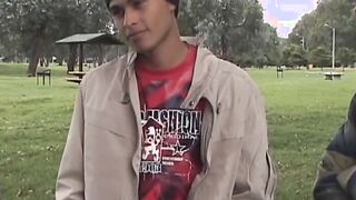 Bottom twink double teamed and jizzed by hung butt buddies