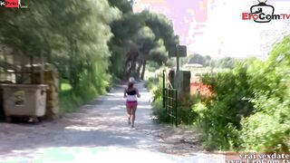 Outdoors Amateur sex by the beach with a sexsual hoe with natural breasts