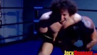 Inked hunk choked and dominated after losing the match