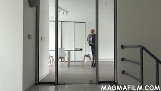 Office bimbo anal banged inside an elevator